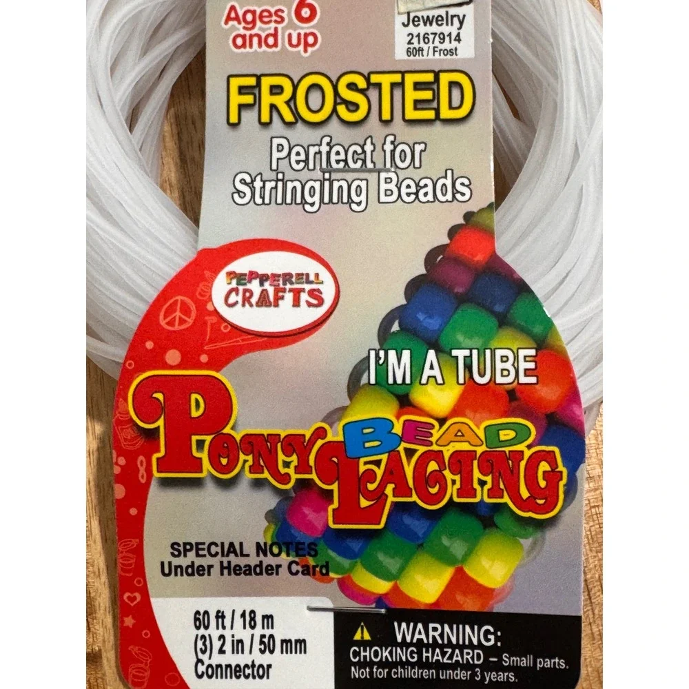Pepperell Crafts Frosted Pony Bead Lacing 60ft Jewelry Stringing Tube 2167914